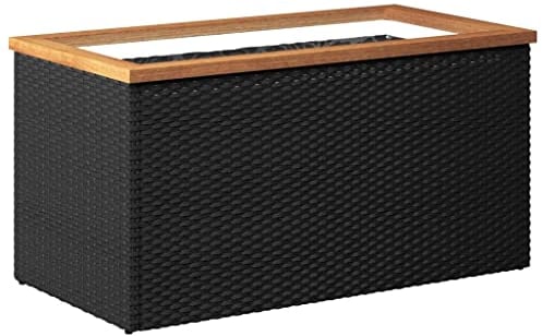 vidaXL Jardinera de ratán sintético Negra 80x40x40 cm