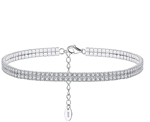 WEAV 925 Sterling Silber Kissenschliff Verlängerung Tenniskette Fußkettchen AAAA Zirkon Für Mädchen In Daliy Hochzeit