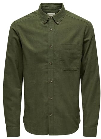 ONLY & SONS Herren Freizeit Hemd ONSGUDMUND Slim Fit XS S M L XL XXL, Größe:S, Farbe:Forest Night 22027307