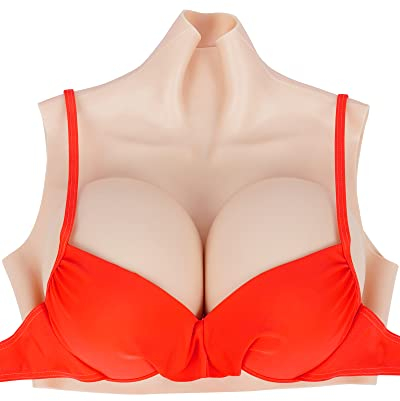 GUIENRLEA Fake boobs False breasts Breast plates Silicone breasts B-S cup For Cosplay Drag Queen Crossdressers, Nude, B cup-Cotton Filler