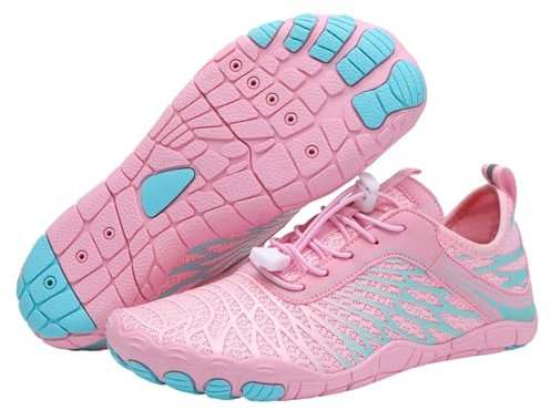 StoneLiquid Zapatos de senderismo descalzos para mujeres y hombres, impermeables, para correr, saludables y antideslizantes, calzado descalzo, Rosa, 6 Women/4 Men