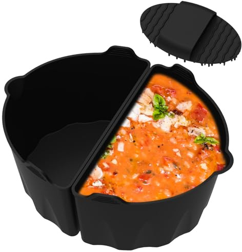 2Pcs Silicone Slow Cooker Liner with Handle, Toxic Free & Safe & Leakproof Slow Cooker Insert Heat Resistant Food Grade Slow Cooker Insert for 6-8Qt Slow Cooker