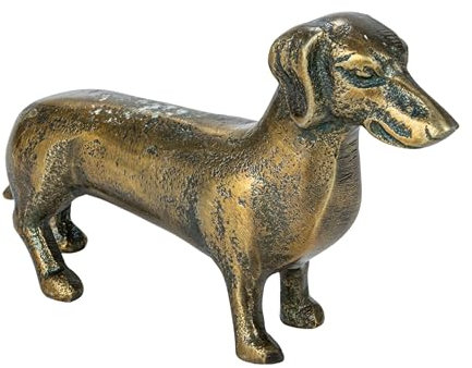Creative Co-op Antiker Dackel-Akzent aus Aluminiumguss, Messing