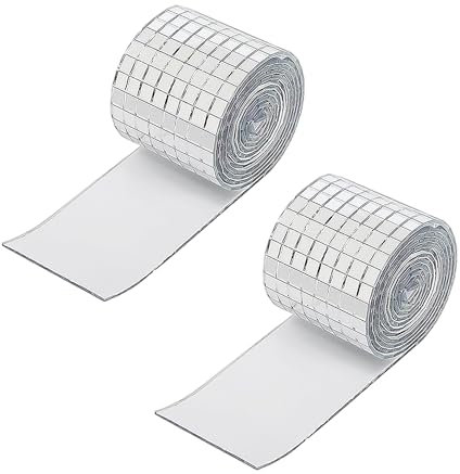 2 rotoli di adesivi per piastrelle a mosaico, piastrelle in vetro a mosaico, piastrelle quadrate riflettenti, decorazioni per la casa fai da te, adatte per balli e feste (argento)