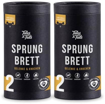 Tales & Tails Sprungbrett Funktionaler Snack für Hunde, MSM, Grünlippmuschelpulver, Kollagen, Allergiker geeignet, Getreidefrei (2 Dosen / 2 x 325g)