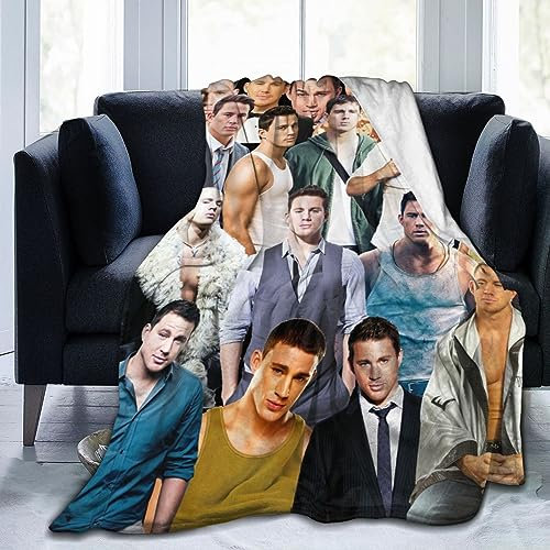 Suehome Channing Tatum Decke aus weichem und bequemem Woll-Fleece, Überwurfdecken für Sofa, Büro, Auto, Camping, Yoga, Reisen, Heimdekoration, gemütliches Plüsch, Stranddecke, Geschenk