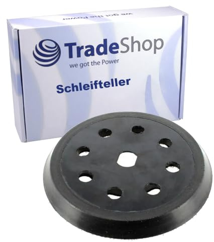 Trade-Shop Plateau de ponçage fermeture auto-agrippante 125 mm 8 trous, plaque adhésive, compatible avec Black&Decker BD 190 KA 190 SPEC 375, remplace 79715701
