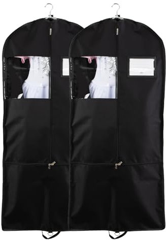 Elite Dance Gear Kleidersack für Reisen und Aufbewahrung, für Anzug und Kleid, 132 cm, mit 2 Taschen und Tragegriffen, Kleiderhüllen, perfekt für Geschäftsreisen, Urlaub und Hochzeit, Schwarz, 2 Stück