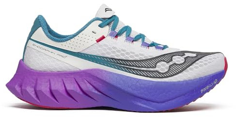Saucony Tenis Endorphin PRO 4 para mujer, blanco (White/Shadow), 37.5 EU