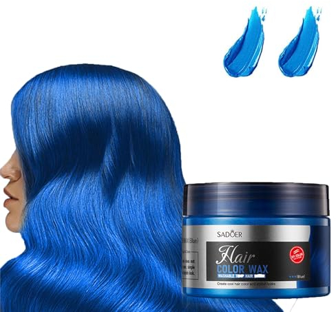 Cera Temporal para el Cabello, Tinte Unisex de Color Temporal para Cosplay y Halloween (Azul, 120)