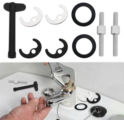 Monobloc Tap Fixing Kit,9 PCS Mono Tap Fixing Kit,Tap Faucet Fixing Fitting Kit Single Hole Hot and Cold Water Faucet Monobloc Tap Bolt for Bathroom Basin or Kitchen Sink Mixer Tap Faucet Fixing Nut