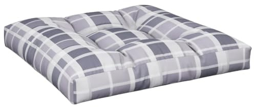 vidaXL Coussin de Palette Motif à Carreaux Gris 80x80x12 cm Tissu
