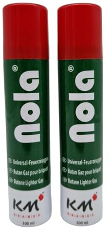 NOLA 2 x 100ml Universal Feuerzeuggas für Feuerzeuge, Nachfüllgas Propan/Butan Feuerzeug Gas