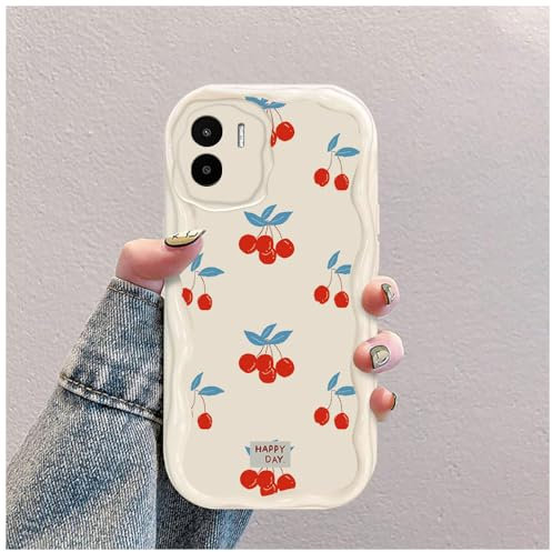 Kirsche Welle Silikon Weich Hülle Kompatibel mit Xiaomi Redmi A2/Redmi A1 Weiß