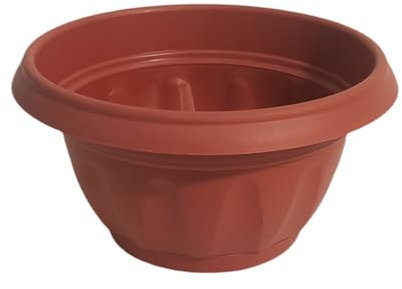 NG NICCOLAI CIOTOLA ONDULATA IN PLASTICA PER PIANTE E FIORI VARIE MISURE CON RISERVA D'ACQUA COLOR TERRACOTTA - MADE IN ITALY (25X25X13(H) CM)