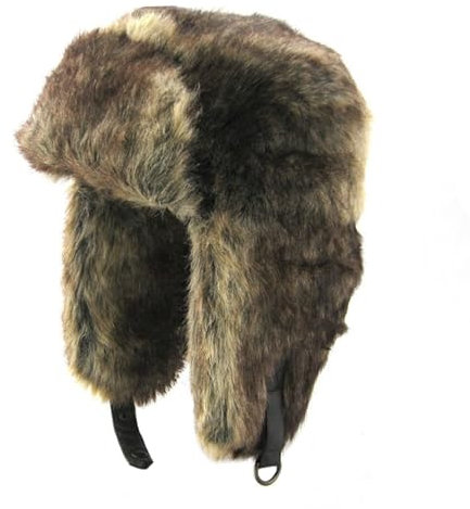 GIBZ Trappermütze aus Kunstpelz für Damen mit Ohrenklappen Winddichte Russische Winter Mütze Warme Fliegermütze für Herren wintermütze Braun (56-60cm)