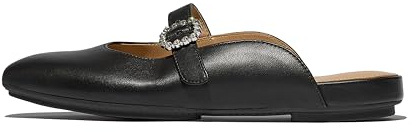 Fitflop Sandali Bassi da Donna Delicato con Fibbia in Cristallo Mary-Jane, Nero, 6.5 UK Narrow