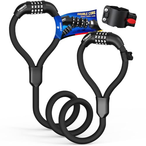Candado Patinete Electrico, Candado Bicicleta Antirrobo con Soporte, Candado Combinacion de 4 Dígitos, Cadena Bici 105cm/12mm, Impermeable Candado de Cable para Scooter, Bicicleta, Moto