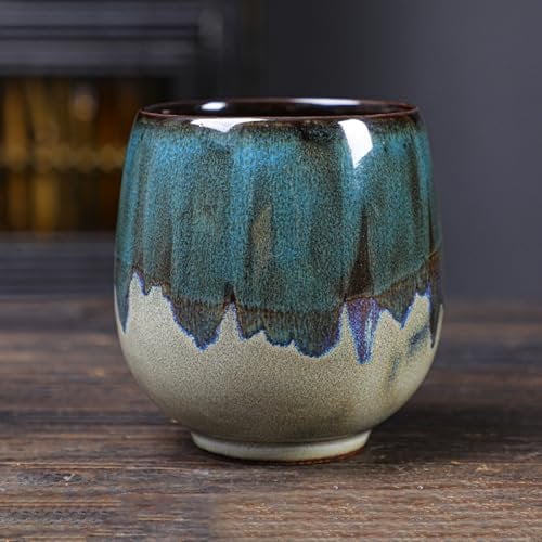 Espresso Cups, 170 ml Cappuccino Cups, Ceramics Coffee Cup, Stoneware Coffee Mugs Large, Ceramic Espresso Cups, Tea Cups Mugs, Japanese Ceramic Tea Cup, for Coffee, Latte, Tea, Office, Home (Blue)