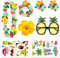 MOAZIFI 8pcs Hawaii Outfit Damen, 1 Blumenketten Hawaii, 3 Haarspangen, 2 Aufkleber, 1 Armband Und 1 Brille, Sommer Hawaii Party Strand Geburtstagsparty Hochzeit, Hawaii Accessoires Damen ﻿