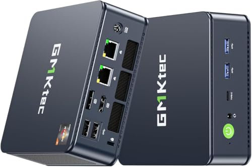 GMKtec Mini PC 5825U, M5 Plus Dual LAN 2.5G Desktop Computer, AMD Ryzen 7 5825U (8C/16T 4.50Ghz), 32G DDR4 RAM + 512GB Hard Drive PCle SSD, WiFi 6E, USB3.2, USB-C, BT 5.2, DP, HDMI