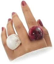 DZSYJKTM 2-teiliges klobiges Kunstharz-Knöchelring-Set für Damen, zierlich, groß, Y2K, Acryl-Fingernagelring, groß, zweifarbig, Kunststoff, Statement-Schmuck, Geschenke