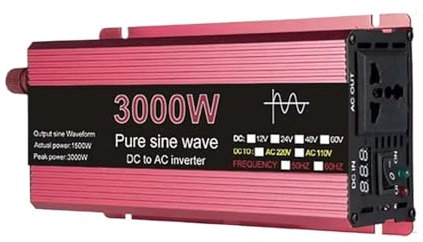 Inversor Onda Pura Inversor Corriente Universal Coche Onda Sinusoidal Pura 3000 W CC 12 V A 220 V 50 Hz Transformador Voltaje Autocaravanas Enchufes