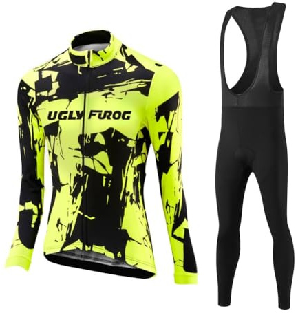 UGLY FROG Completo Ciclismo Donna Invernale Abbigliamento Bici MTB,Tuta da Ciclista Maglietta Ciclo Termico Vello Giacca Manica Lunga e Salopette Pantaloni