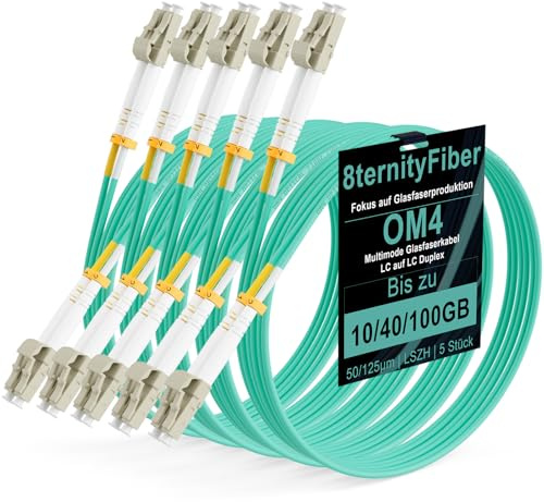 8ternityFiber OM4 Patchkabel LC auf LC Duplex 0,5 m, 5 Stück