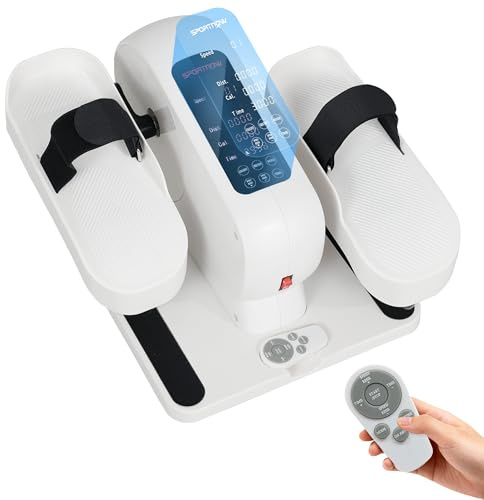 SPORTNOW Mini Ellipsentrainer Untertisch Elektrische Crosstrainer im Sitzen | Für Zuhause, 12 Geschwindigkeiten & 7 Widerstand, Fernbedienung, LED-Display, Rutschfest, Leise, Beintrainer Senioren