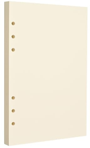 A5 6-Loch Blanko Loseblatt-Papier, Beige – Nachfüllseiten für Standard A5 6-Ring-Ordner, Journale, Planer – Beschreibbar auf beiden Seiten – keine Durchschrift – 80 Blatt