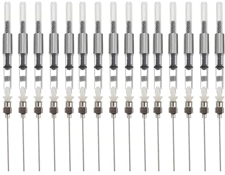 FUOYLOO 15pcs Screw in Fountain Pen Fillers, Ink Saver Precise Filler Compatible with 3.4mm Cartridge Pens, Excellent for Rinse Maintenance, Silver