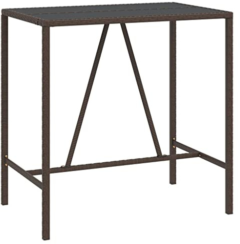 HETFTJN Bar-Tisch Poly-Rattan Braun 110×70×110 cm, wetterfest für Garten Terrasse Balkon