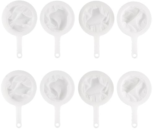 UNGFEI Confezione da 8 colini a rete ultra fine con manico, 100, 200, 300, 400 micron, setaccio in plastica per latte di soia, caffè, yogurt succhi