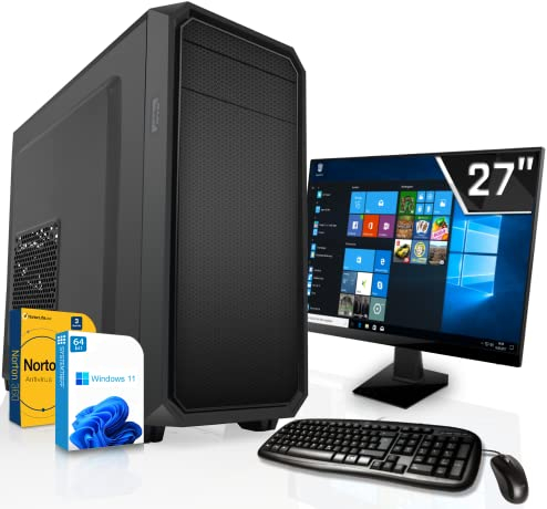 SYSTEMTREFF Office Komplett PC Set Intel Core i7-13700F 16x5.2GHz | Nvidia GT 710 2GB | 1TB M.2 NVMe | 16GB DDR4 RAM | Windows 11 | 27 TFT Monitor | Desktop Paket Computer Rechner für Büro Business