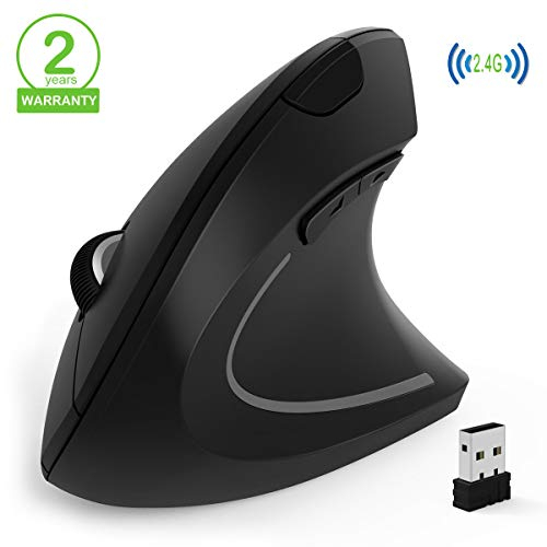 Souris Ergonomique , Souris Verticale Sans fil, Ordinateur portable USB Souris Optique Verticale avec nano-récepteur Lumière de niveau LED réglable 3 DPI pour Windows 7/8/10 / XP Vista Linux Mac, etc.