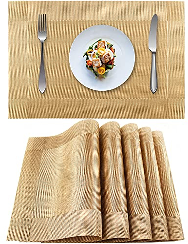 EXCO - Set di 6 tovagliette all'Americana Lavabili in Vinile a Trama Incrociata, Motivo Natalizio