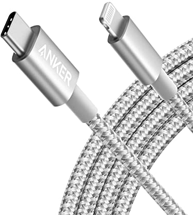 Anker USB C Lightning Kabel, 331 USB C auf Lightning Ladekabel 180cm, MFi zertifiziert, New Nylon Schnellladekabel für iPhone 14/13/12/11 Serie Unterstützt Power Delivery (Silber)