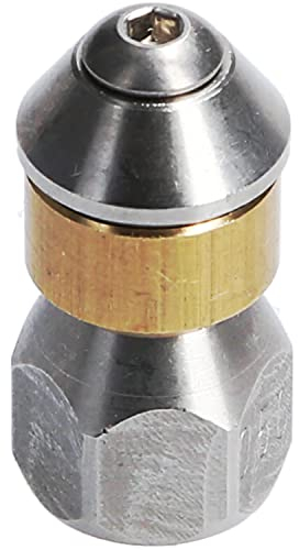 McFilter | Boquilla de limpieza de tuberías para limpiadora de alta presión, entrada giratoria 1/8 IG, 3 x 0,8 mm - 050, acero inoxidable/latón