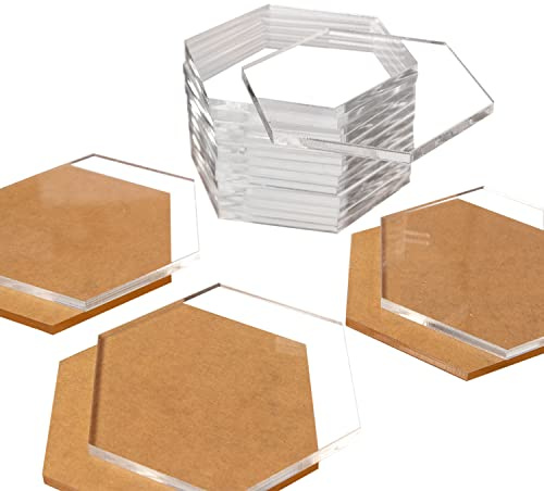 Royal Imports Place Cards Clear Acrylic Blank Plates, Table Seating Number Tiles, Custom Setting DIY Guest Name Signs Decor, Wedding, Reception, Party, Banquet, Dinner, Birthday - Hexagon - 20 pcs