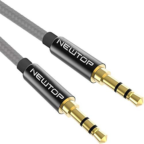 Newtop Cavo AUX05 Audio Stereo 1 metro Maschio Maschio Jack 3,5mm AUX Compatibile per Cuffie Auto Macchina Smartphone Autoradio (Grigio)