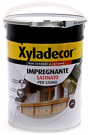 Xyladecor SMALTO IMPREGNANTE LEGNO per Interni e Esterni, a solvente effetto satinato NOCE 5L, Noce Satinato, 5 L