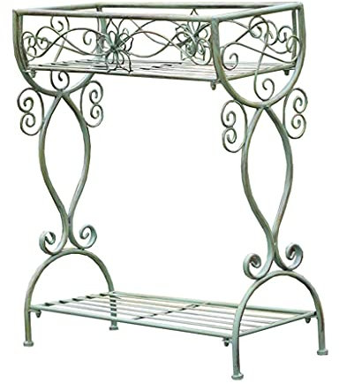 Supporto per Fiori A Doppio Strato retrò in Ferro Battuto per Esterni Fioriera Decorativa in Vaso Succulenta per Balcone Supporto per Piante Verdi da Cortile Portaoggetti in Ferro