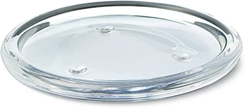 Floralcraft 14cm Round Candle Plate Candlestick Holders, Transparent Clear Glass Candle Stand Pillar Candle Holder for Home Décor, Dining Room Tabletop Centrepieces