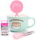 Pusheen Mug and Stencil Whisk Grater Accessories Set | CatPusheeno Animated Cat Cup | Coffee Barista Birthday Gifts | Blue Ceramic Homeware 17 Oz
