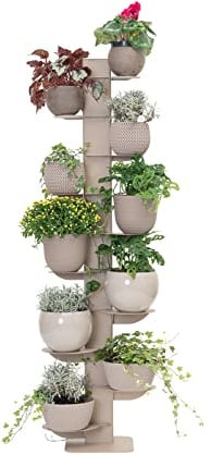 ALUBOX Hydra Porte-Plantes Intérieur et Extérieur Colonne Autoportante 167x49x30 cm Porte-Pots Intérieur et Extérieur avec Cadre en Aluminium et 10 Étagères en Tôle Galvanisée 15,2 kg (Sable)