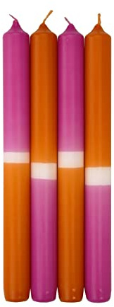 INNA-Glas Dip Dye Stabkerzen LISSITA, pink-aprikose, 25cm, Ø2,3cm, 11h | 4 Stück - Tafelkerze