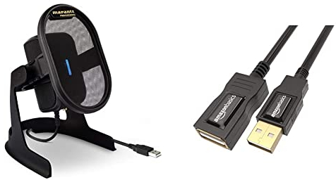 Marantz Professional Umpire – USB-Mikrofon für Aufnahmen, Podcasts, Streaming und Gaming & Amazon Basics 7GV4 USB 2.0 A-Stecker auf A-Buchse Verlängerungskabel (1 m), Schwarz