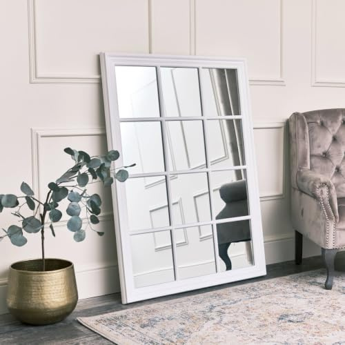 Melody Maison Large Matte White Window Mirror - 130cm x 95cm