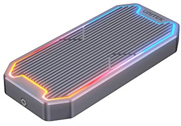UNITEK M.2 SSD NVMe/SATA 10Gbps RGB Laufwerksgehäuse | USB-C | Kabellänge 30cm | Aluminium-Legierung Gehäuse | unterstützt USB3.2 Gen2 10Gbps SuperSpeed